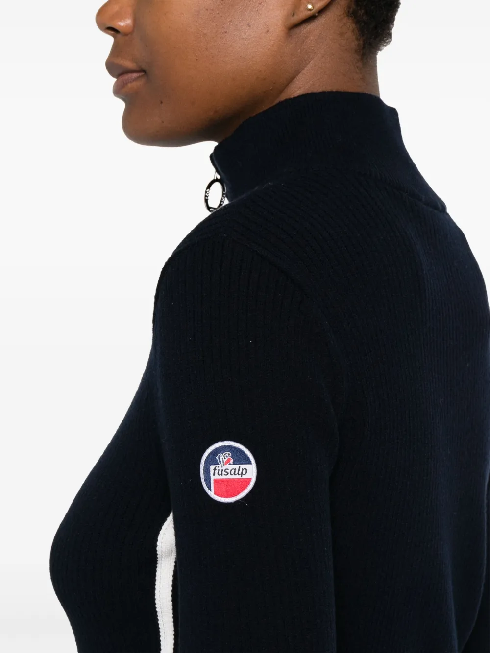 Fusalp Side-stripe Zip-neck Ski Top In Black