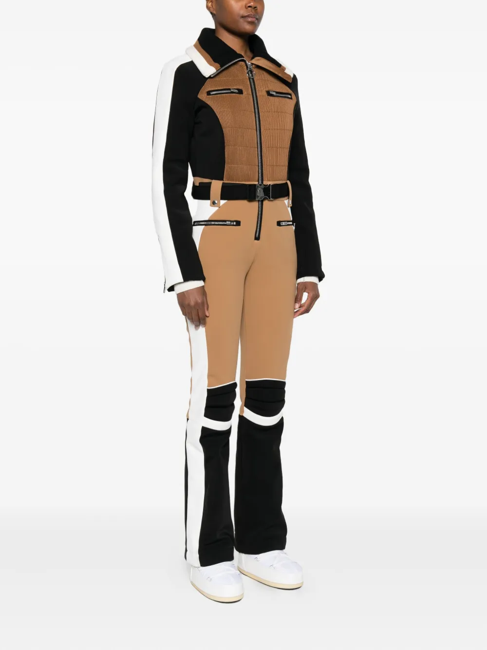 Fusalp Jorket Belted Panelled Ski Suit In Brown