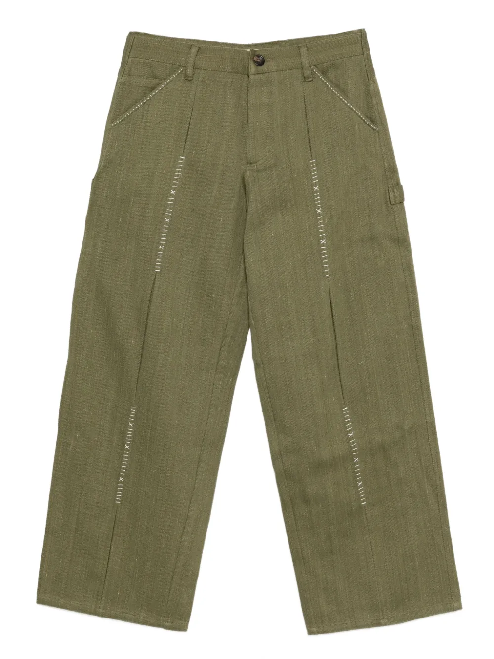 Kartik Research embroidered trousers | Green | Image 1