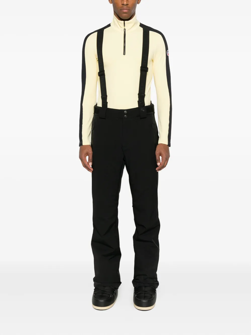 Fusalp Broek met bretels en ritsdetail - Zwart