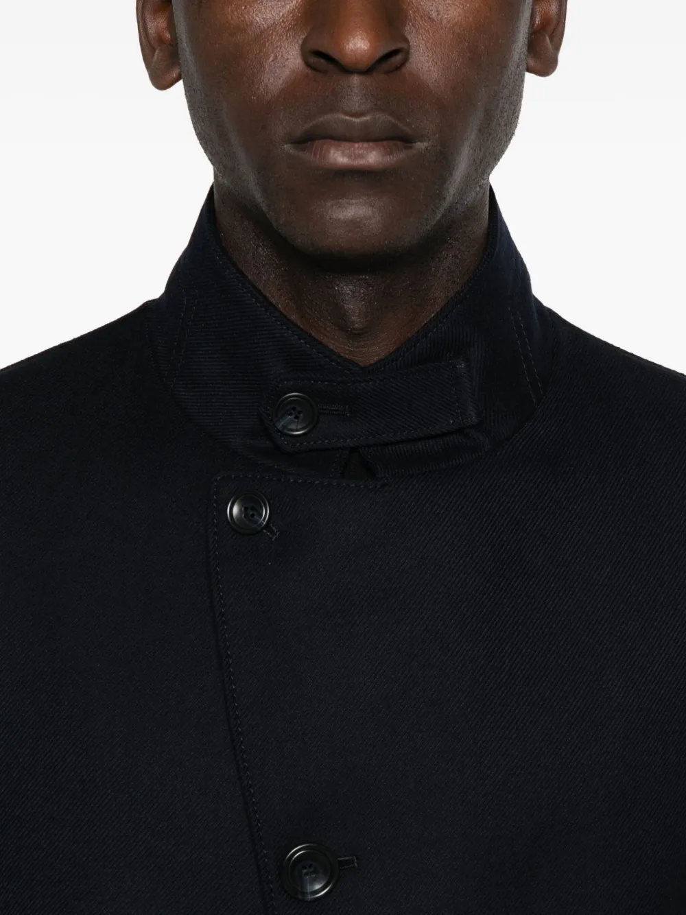 Tagliatore Mandarin-collar Button Coat In Blue