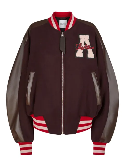 The Attico leather-sleeved logo-patch bomber jacket
