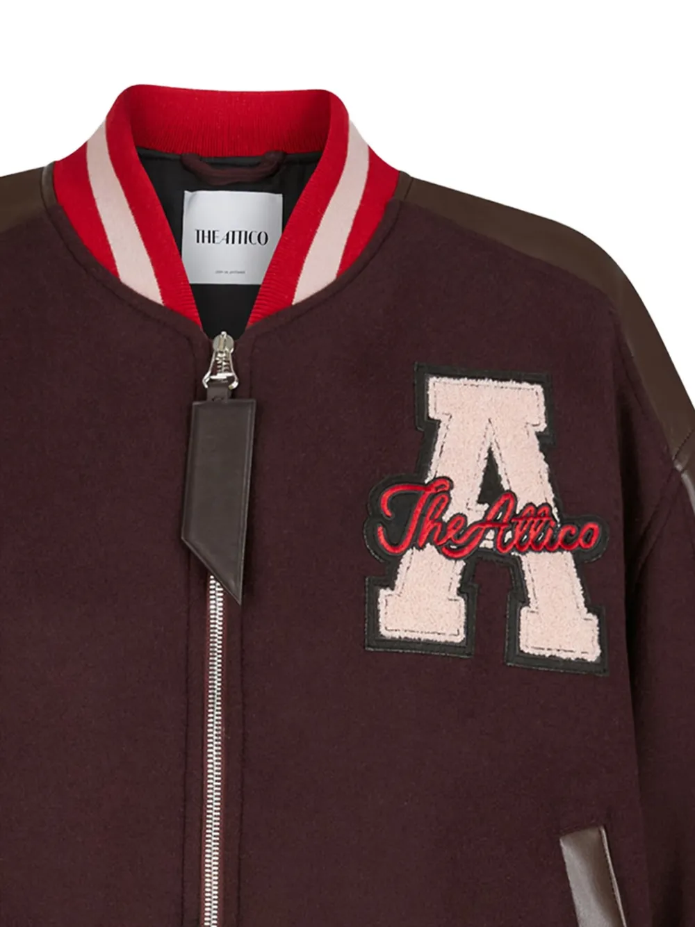 The Attico Bomberjack met leren mouwen en logopatch Rood
