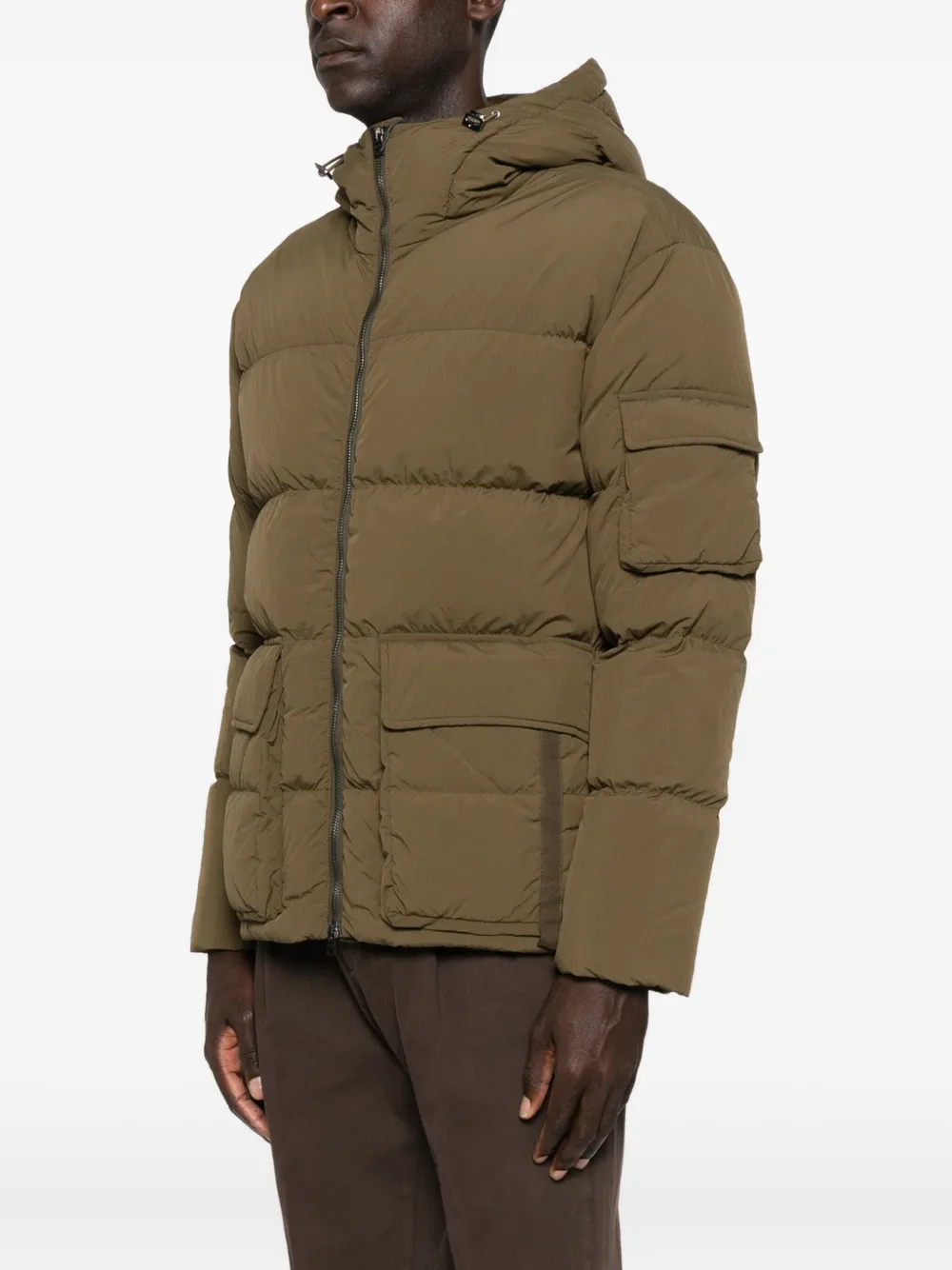 Herno Hooded Quilted Jacket In Green