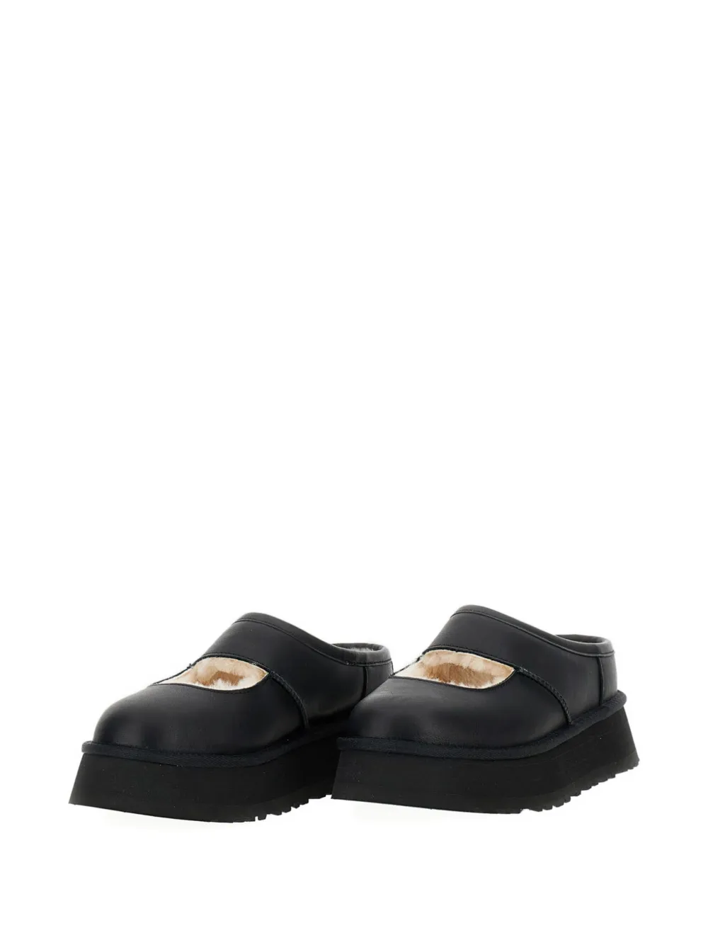 UGG Bea platform leather mules Zwart