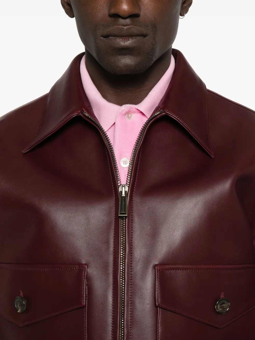 DSQUARED2 Leren jack met zak Rood