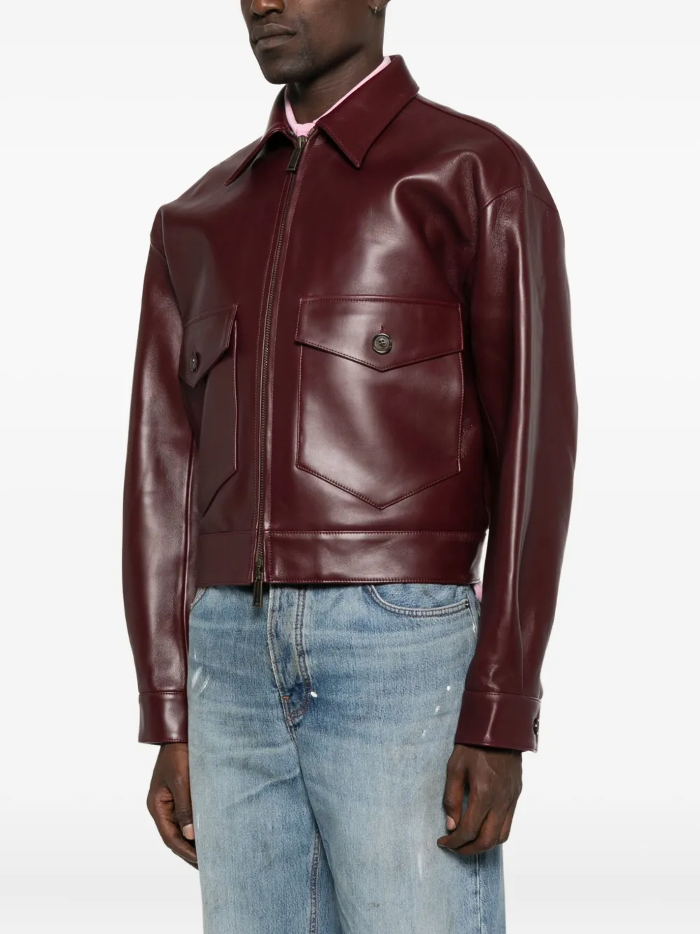 DSQUARED2 Leren jack met zak Rood