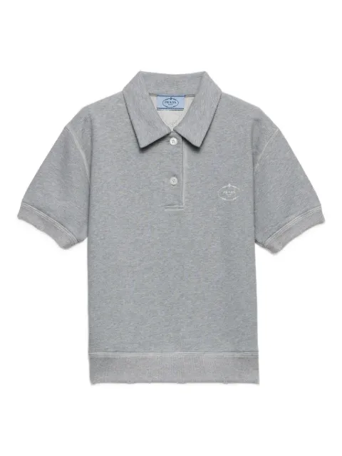 Prada logo-embroidered ribbed-knit polo shirt