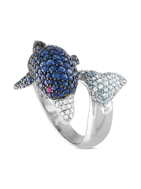 LB Exclusive 18K white gold Dolphin sapphire and diamond ring
