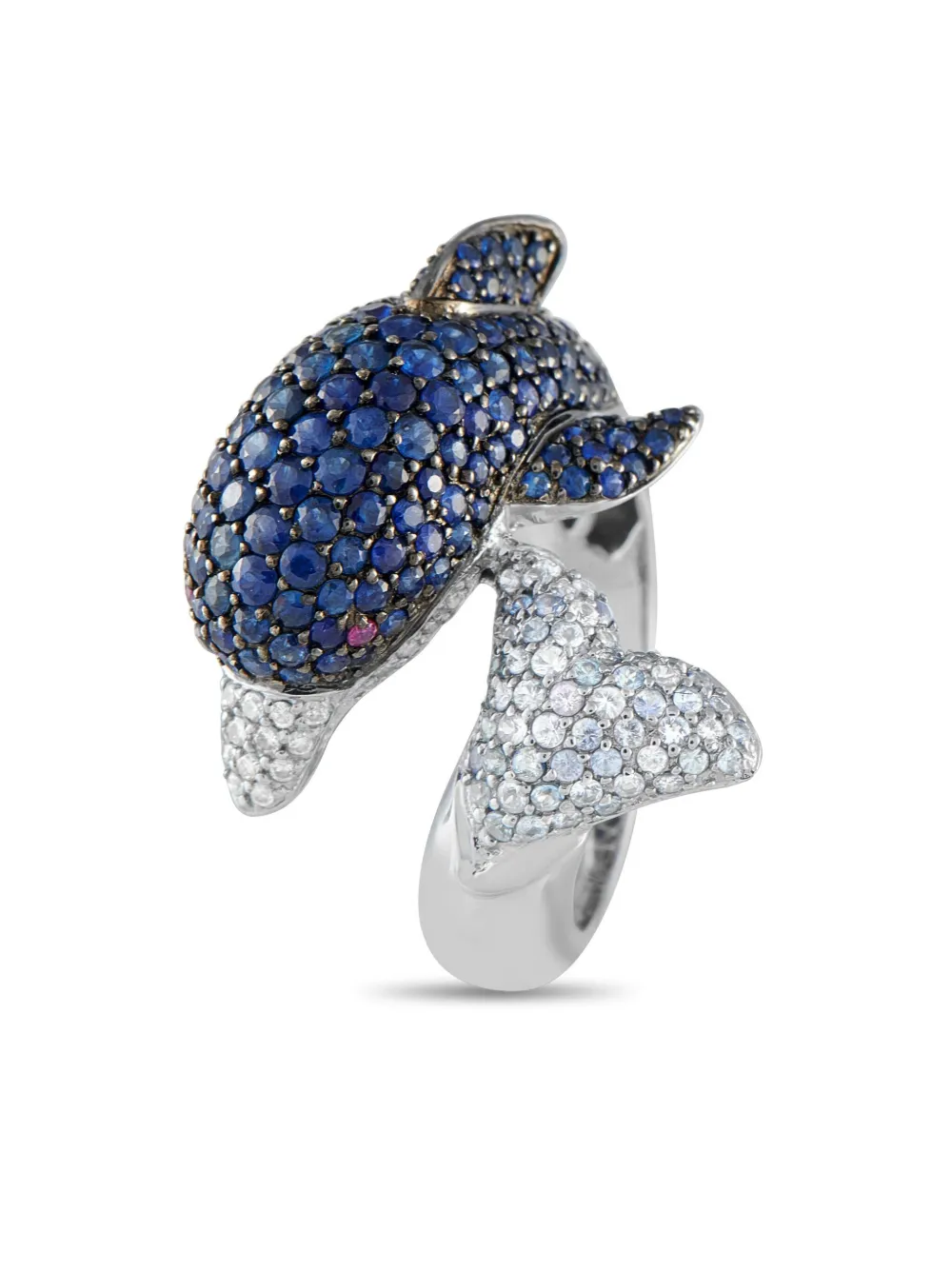 LB Exclusive 18K white gold Dolphin sapphire and diamond ring | Image 2
