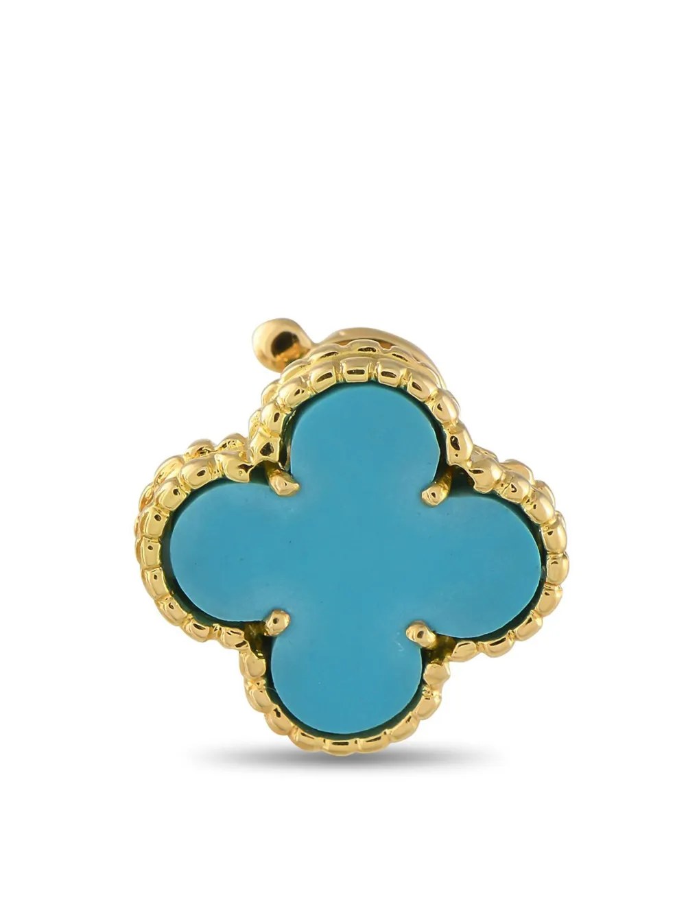 Van Cleef & Arpels 18K yellow gold turquoise clover-shaped earrings | Image 2