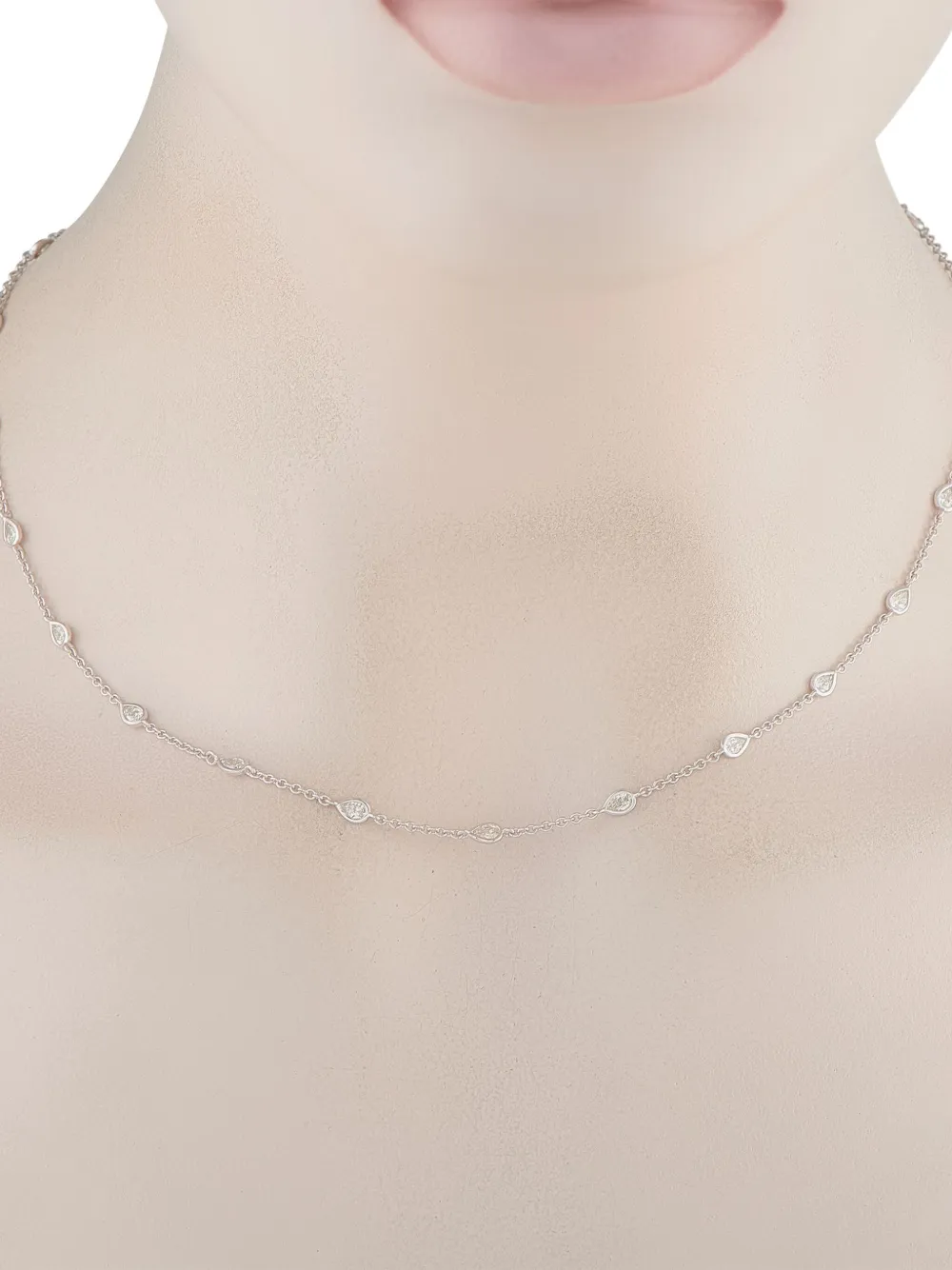 18k White Gold Diamond Station Necklace
