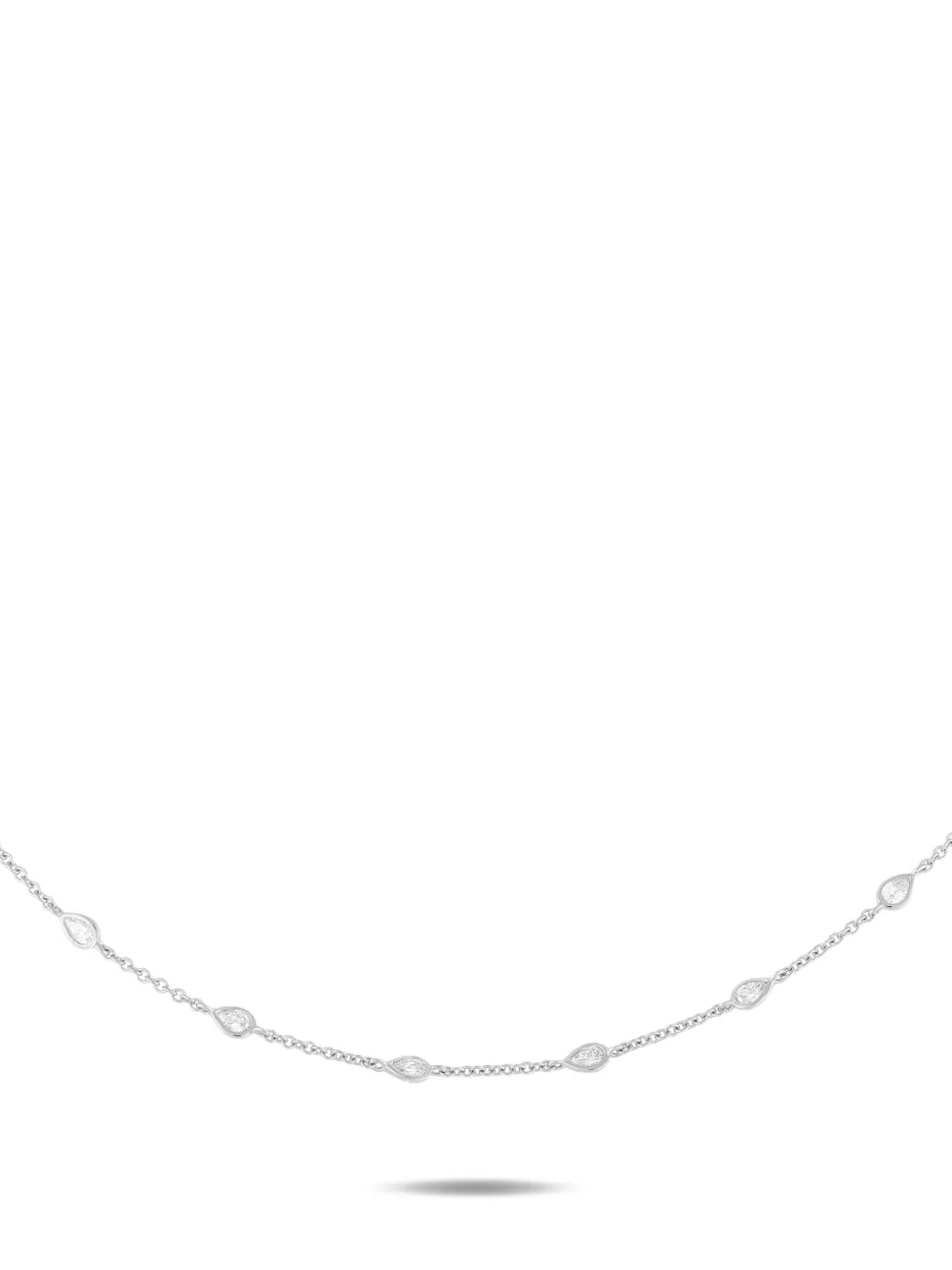 LB Exclusive 18K white gold diamond station necklace | Silver | Image 1