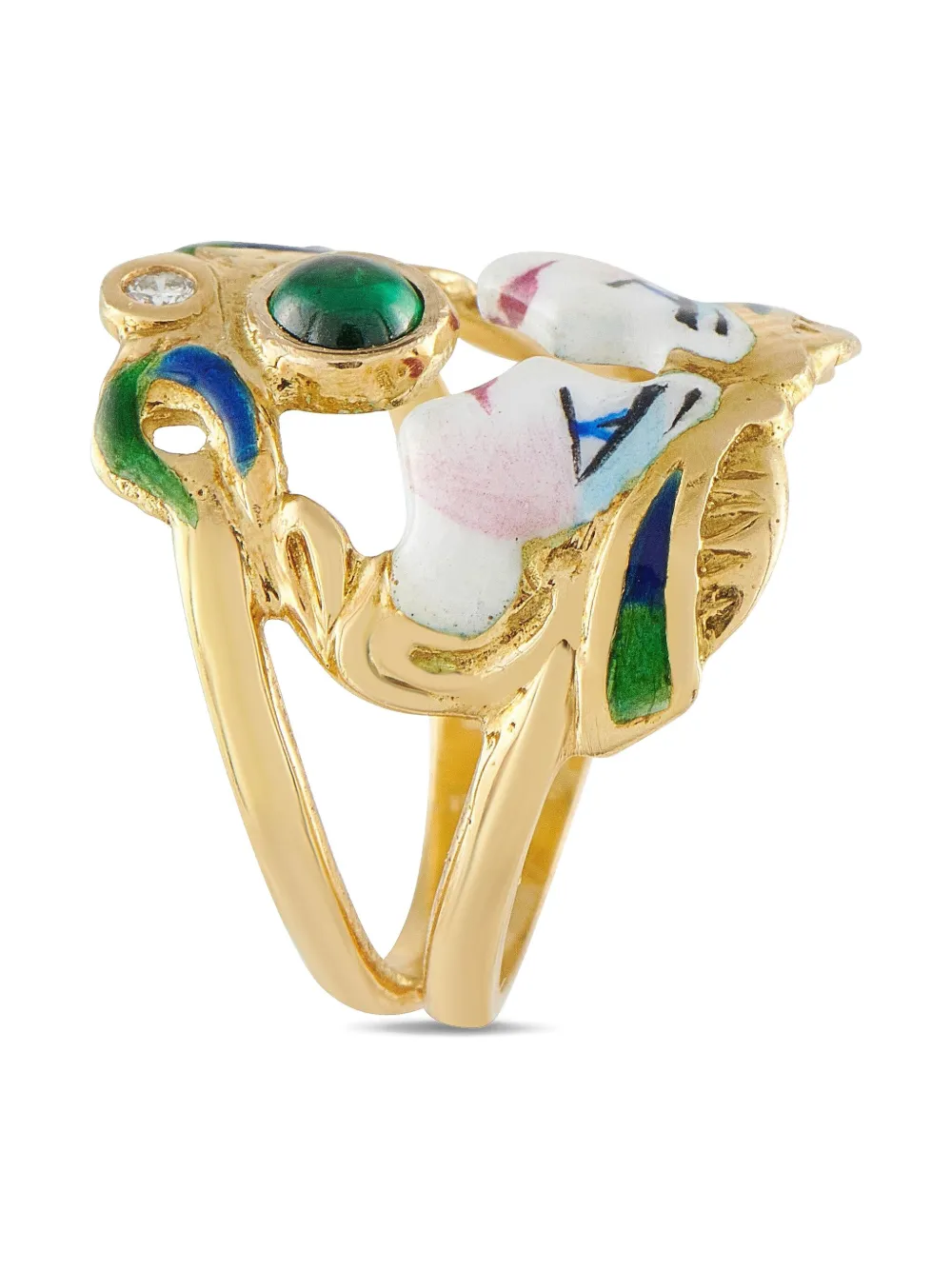 LB Exclusive 18K yellow gold diamond and emerald ring | Image 2