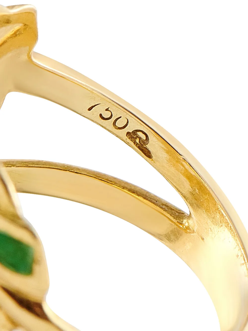 Pre-owned Lb Exclusive 18k Yellow Gold Diamond And Emerald Ring