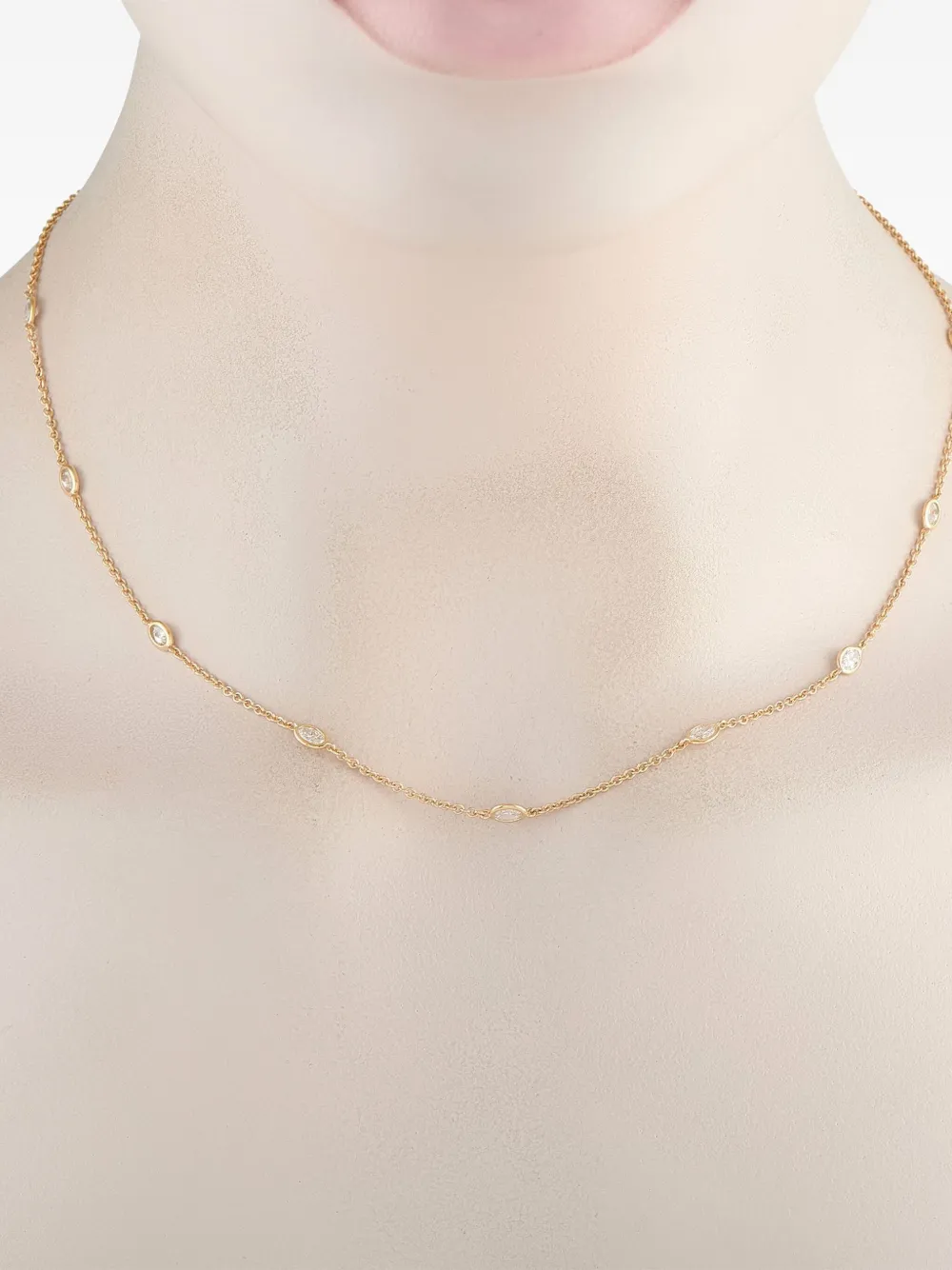 LB Exclusive 18K yellow gold diamond station necklace | Image 2