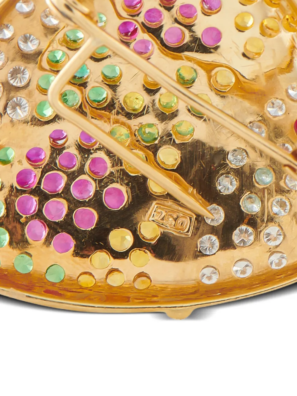 Pre-owned Lb Exclusive 18k Yellow Gold Fish Multi-stone Brooch