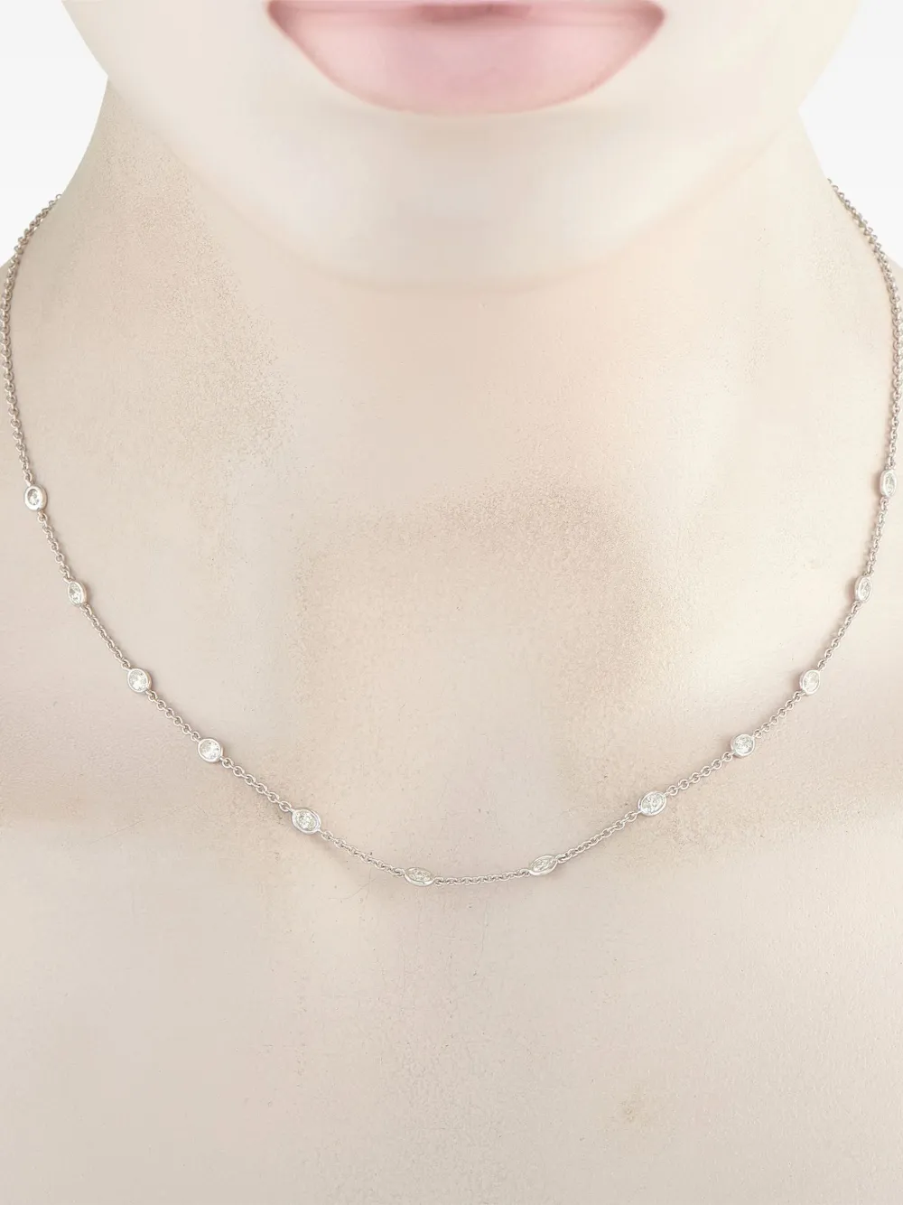 LB Exclusive 18K white gold diamond station necklace | Image 2