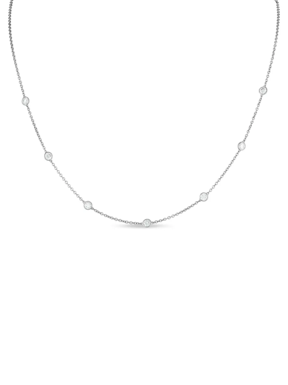 LB Exclusive 18K white gold diamond station necklace | Silver | Image 1