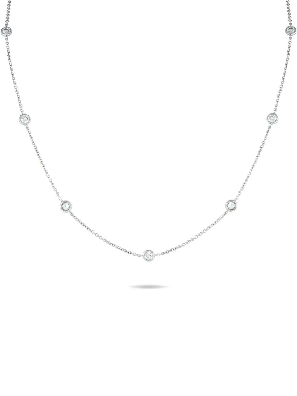 LB Exclusive 18K white gold diamond station necklace | Silver | Image 1