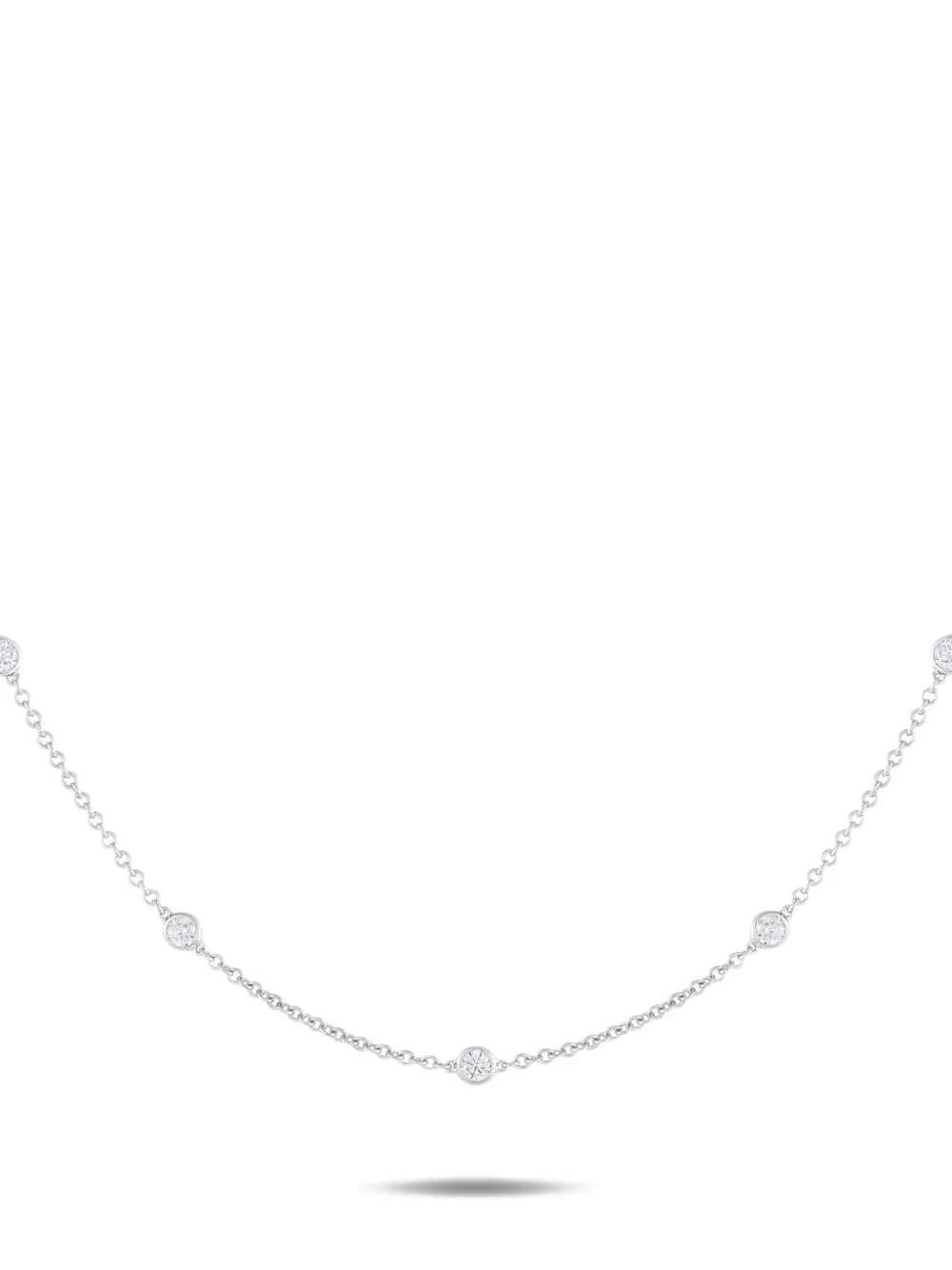 LB Exclusive 18K white gold diamond station necklace | Silver | Image 1