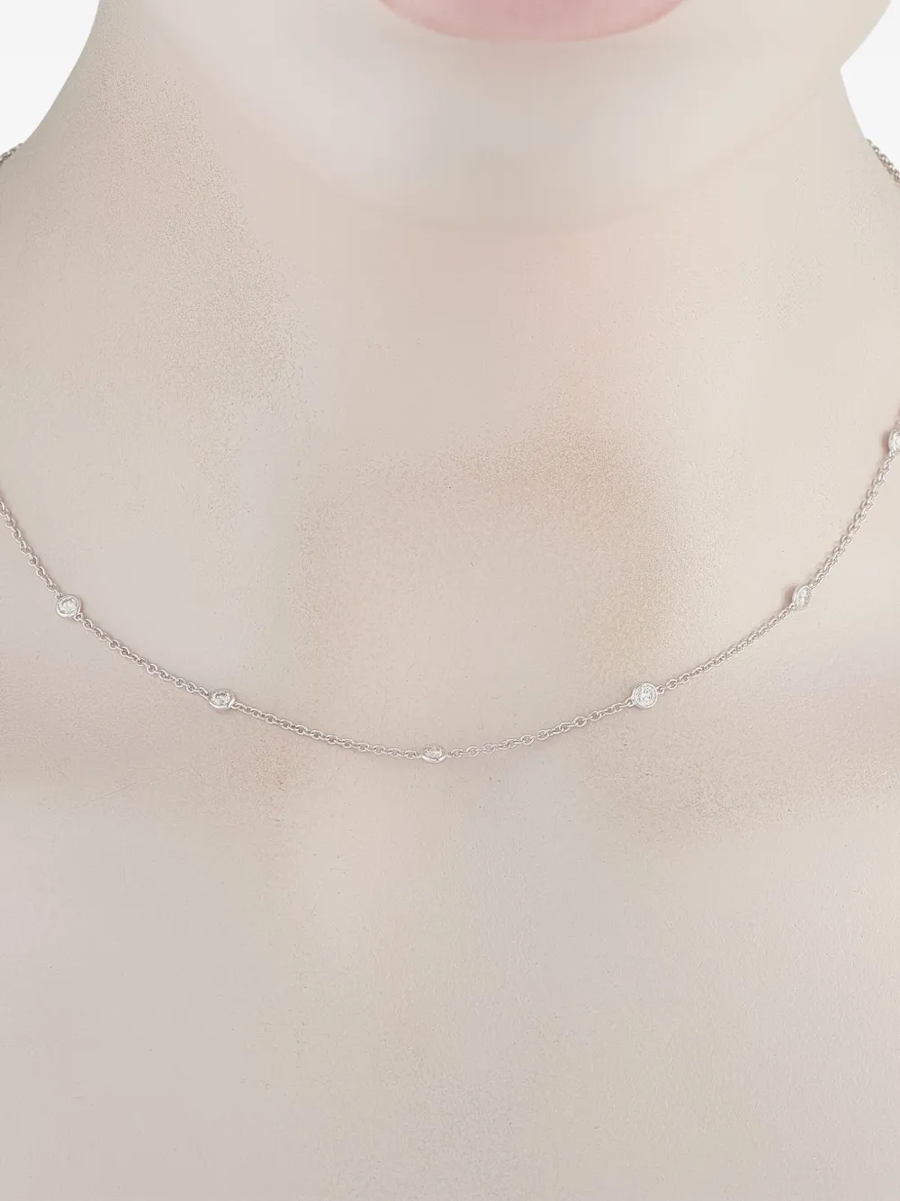 LB Exclusive 18K white gold diamond station necklace | Image 2