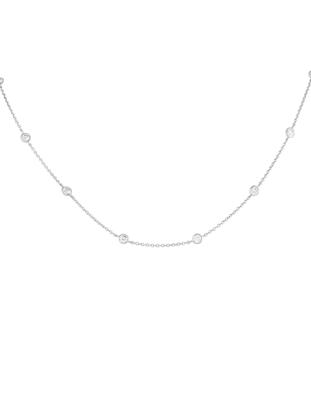 LB Exclusive 18K white gold diamond station necklace | Image 2