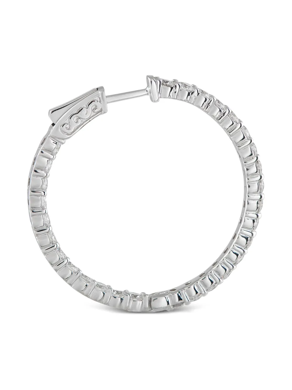 14k White Gold Diamond Hoop Earrings