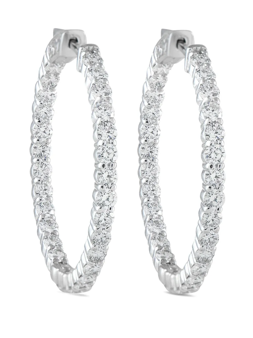 LB Exclusive 14K white gold diamond hoop earrings | Silver | Image 1