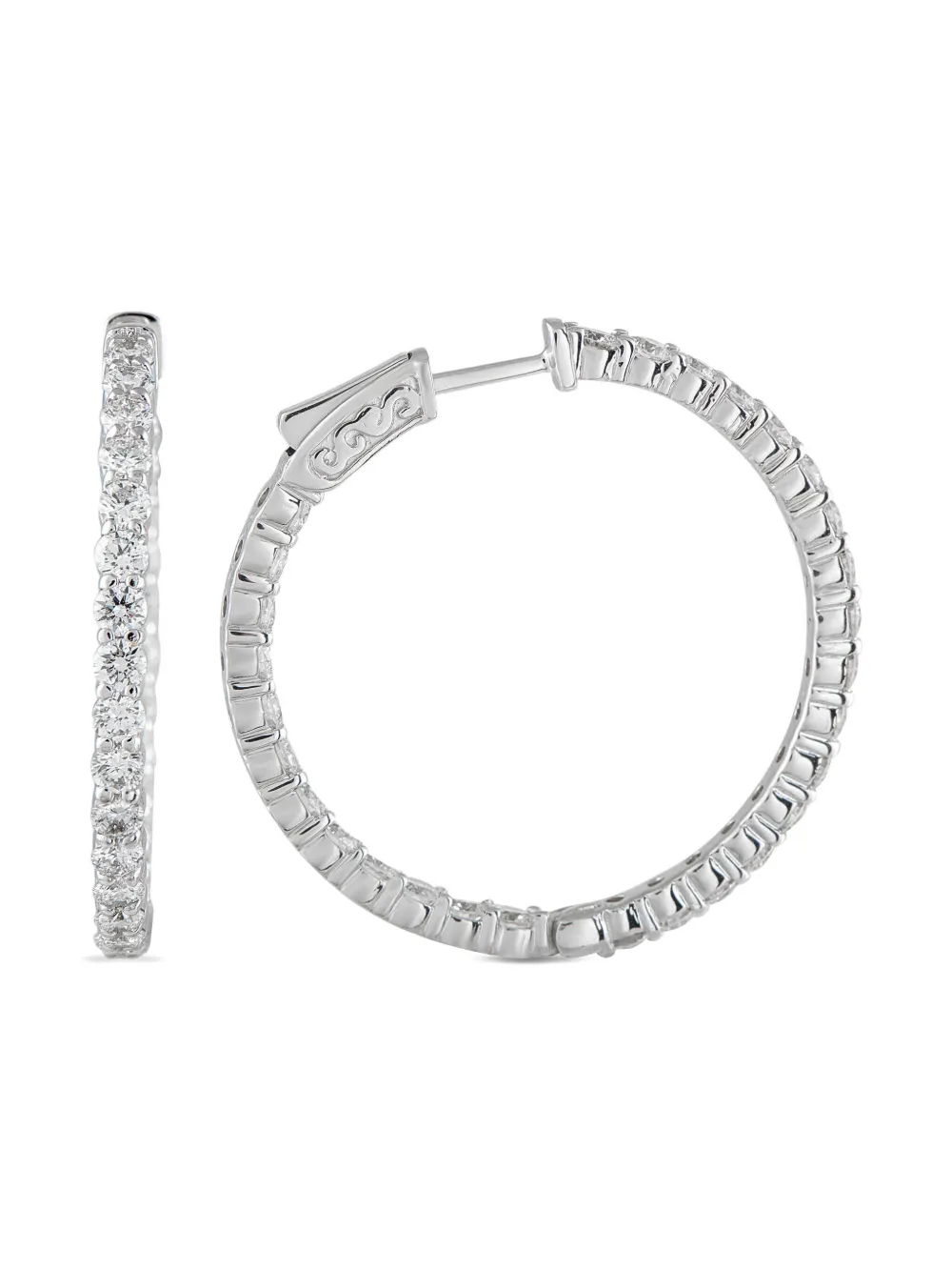 LB Exclusive 14K white gold diamond hoop earrings | Image 2