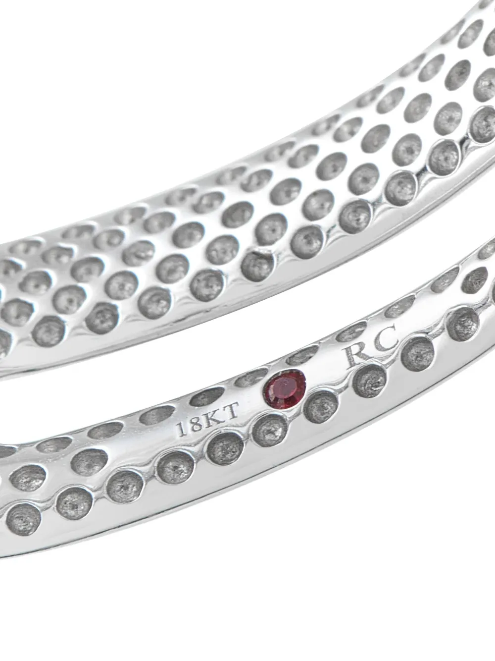 Pre-owned Roberto Coin 18k White Gold Diamond Cuff Bracelet In Silver