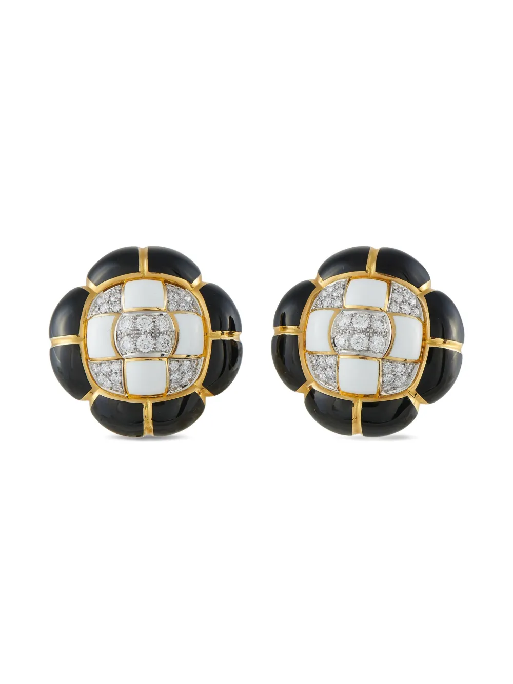 David Webb 18K yellow gold diamond earrings | Image 2