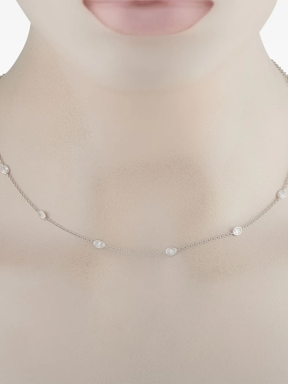 LB Exclusive 18K white gold diamond station necklace | Image 2