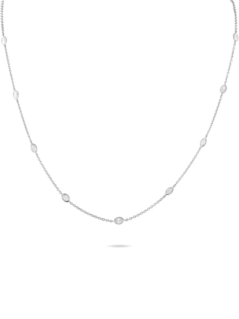 Pre-owned Lb Exclusive 18k White Gold Diamond Station Necklace