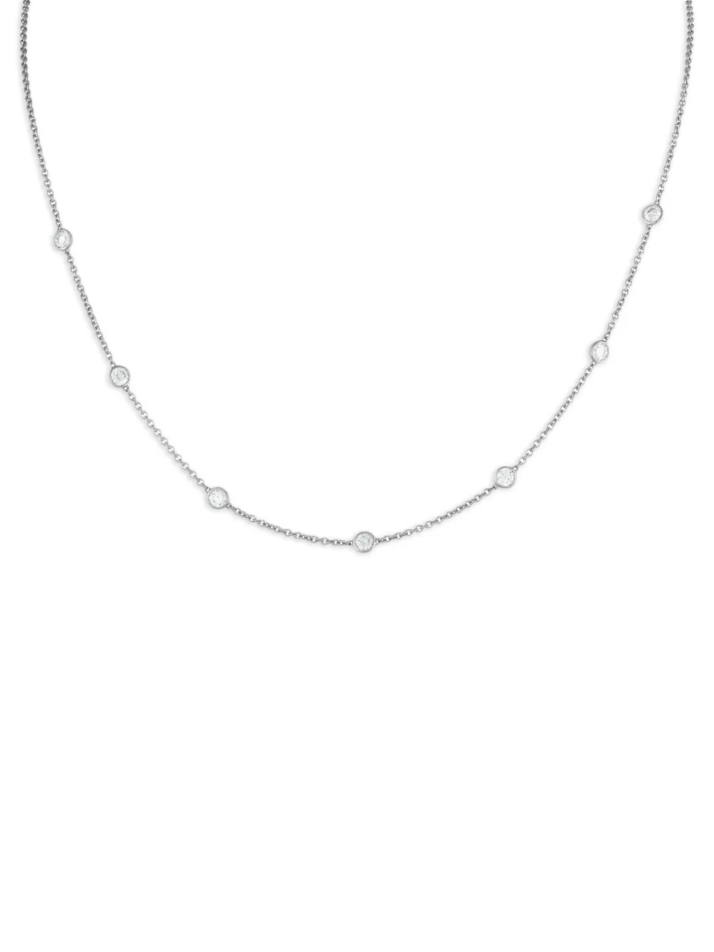 LB Exclusive 18K white gold diamond station necklace | Silver | Image 1