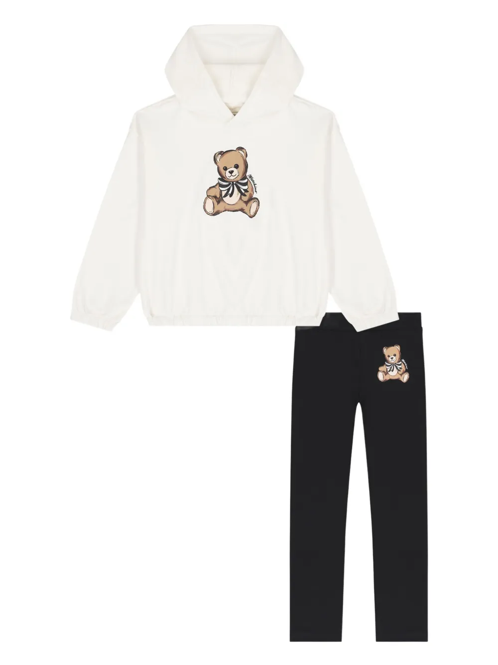 Moschino Kids Ivory & Black Teddy Bear Leggings Set Wit
