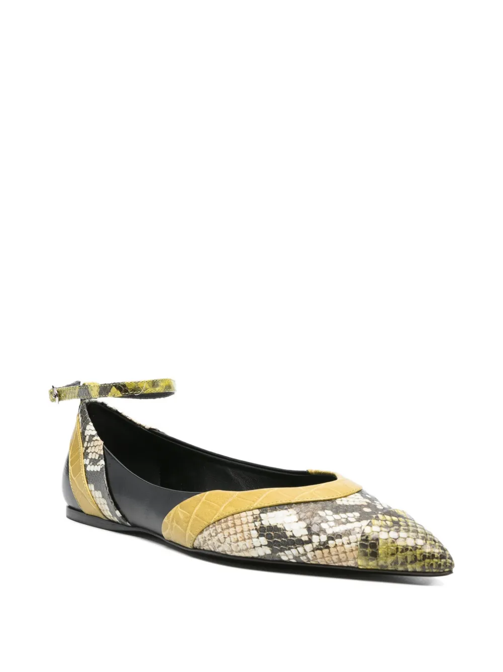 Marni snake-print ballet flats - Groen