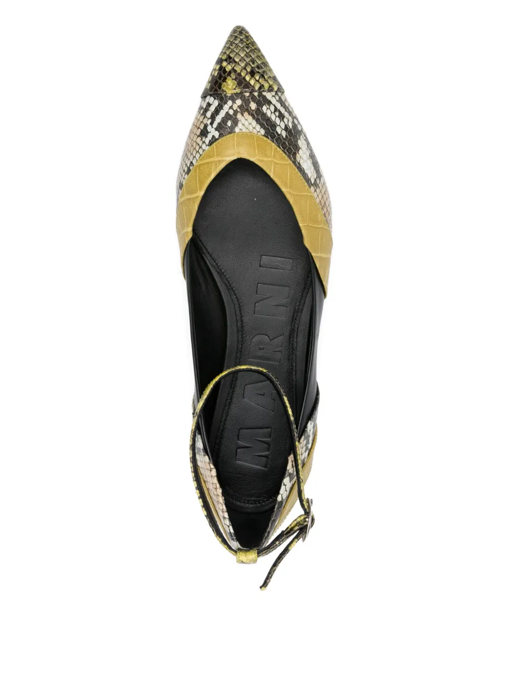 Marni Ballerina's met slangenprint Geel