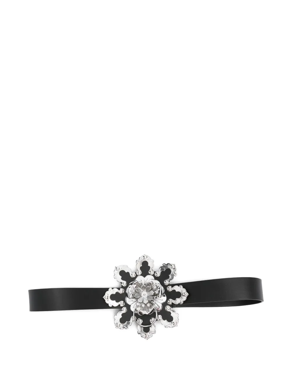 Blumarine Flower-embellishment Leather Belt In Black