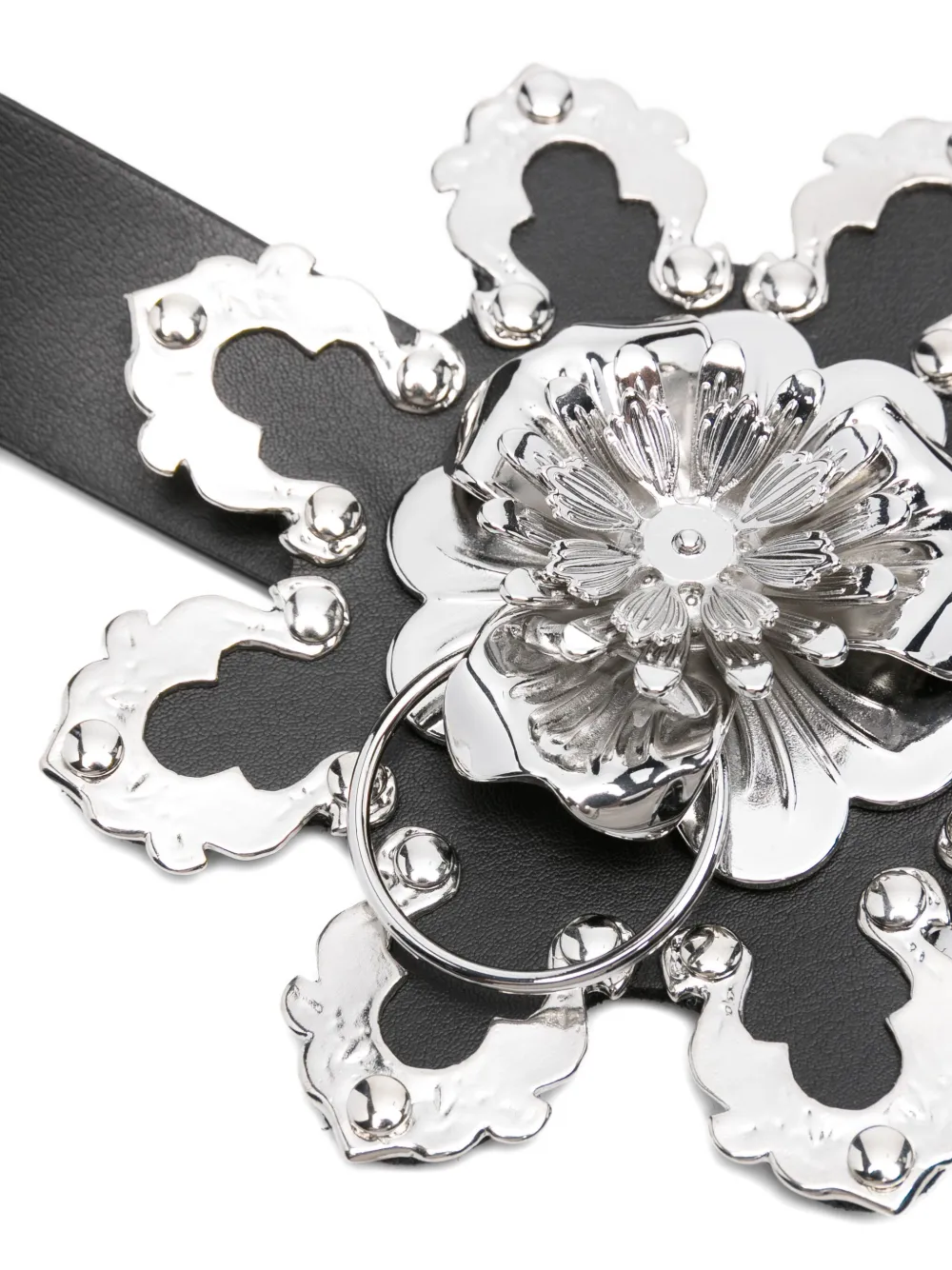 Blumarine Flower-embellishment Leather Belt In Black