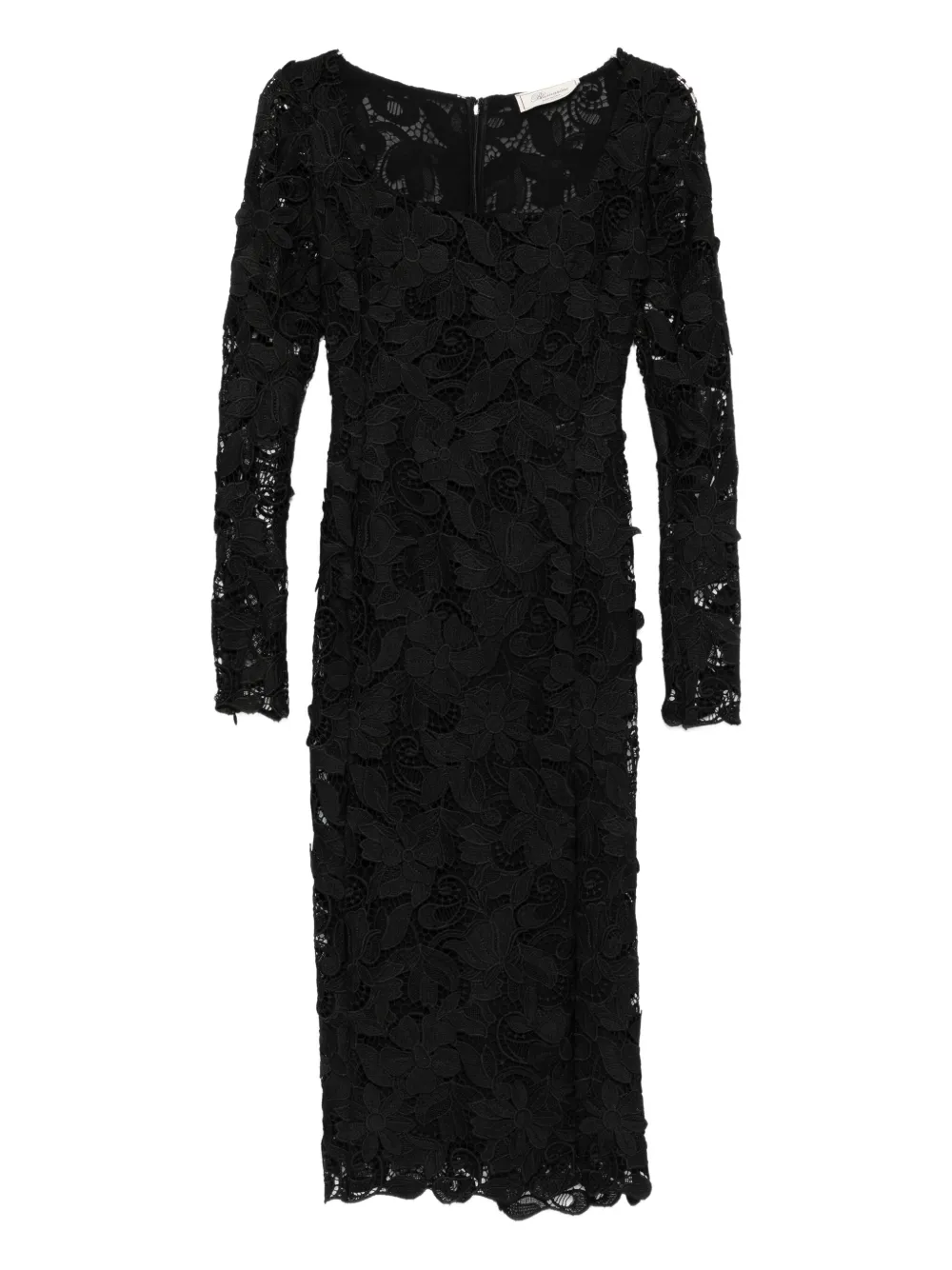 Blumarine floral-lace long-sleeves midi party dress | Black | Image 1