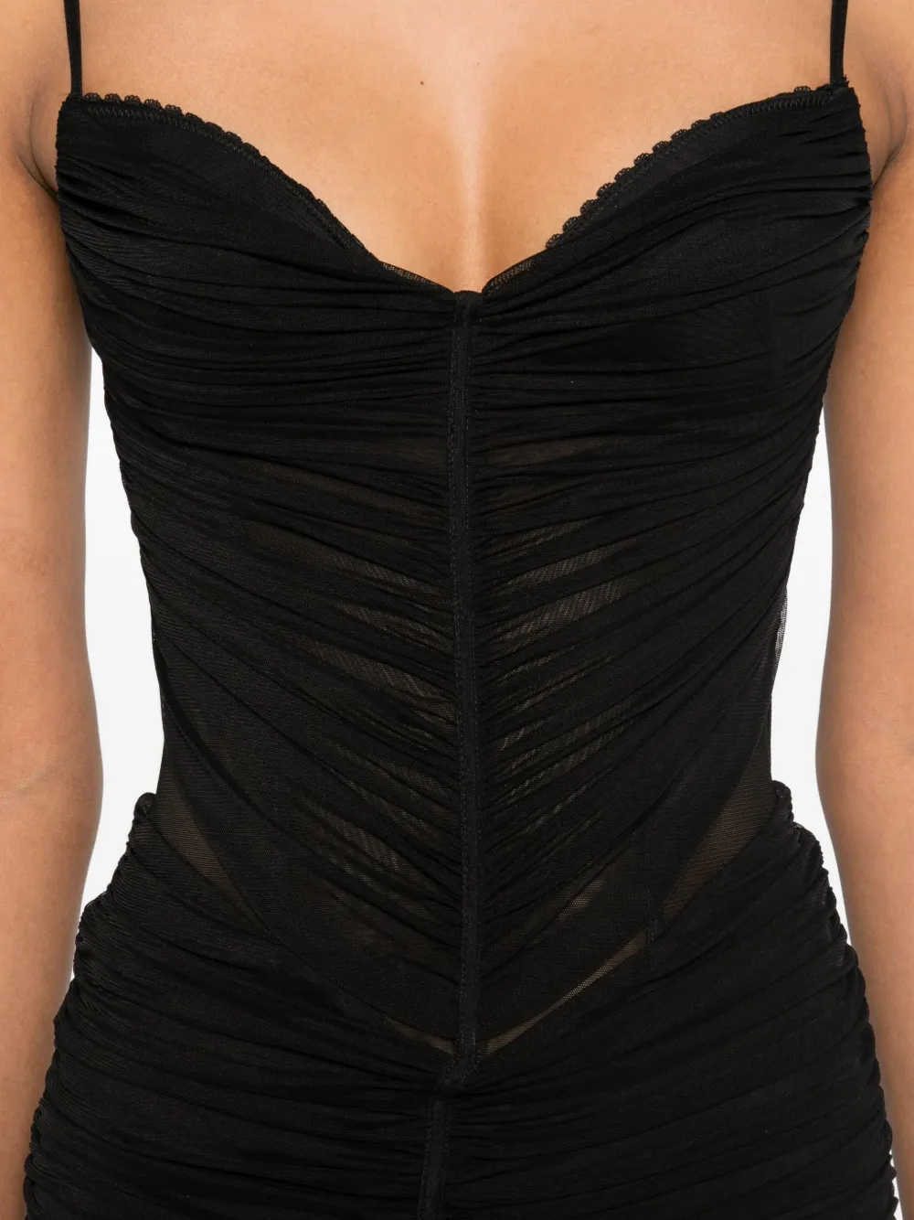 Blumarine ruched midi party dress Zwart