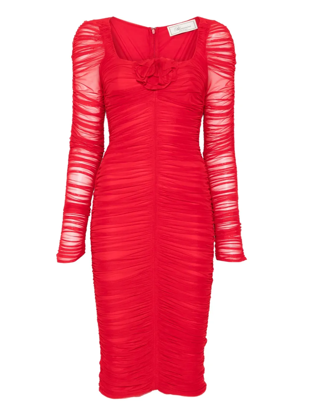 Blumarine ruffled long-sleeved party dress | Red | Image 1