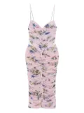 Blumarine floral-print ruched midi day dress - Pink