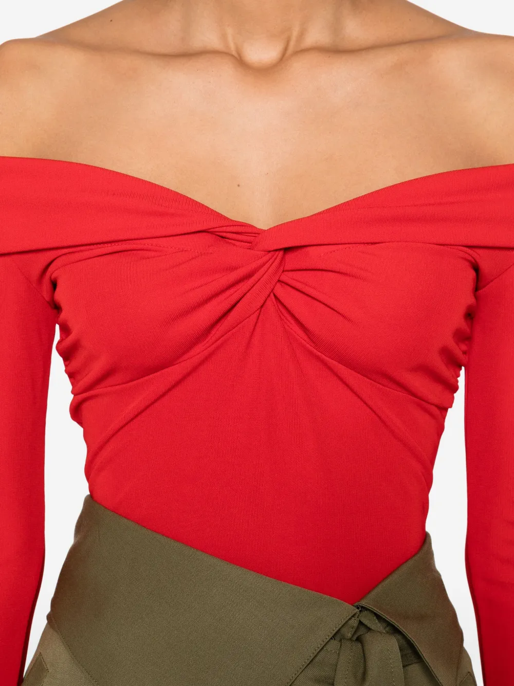 Blumarine twist-detail off-shoulder top Rood