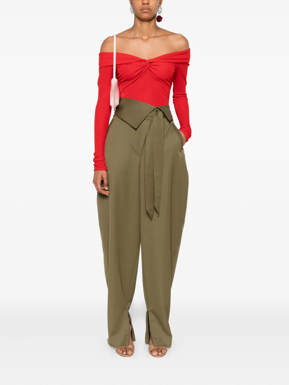 Blumarine twist-detail off-shoulder top - Rood
