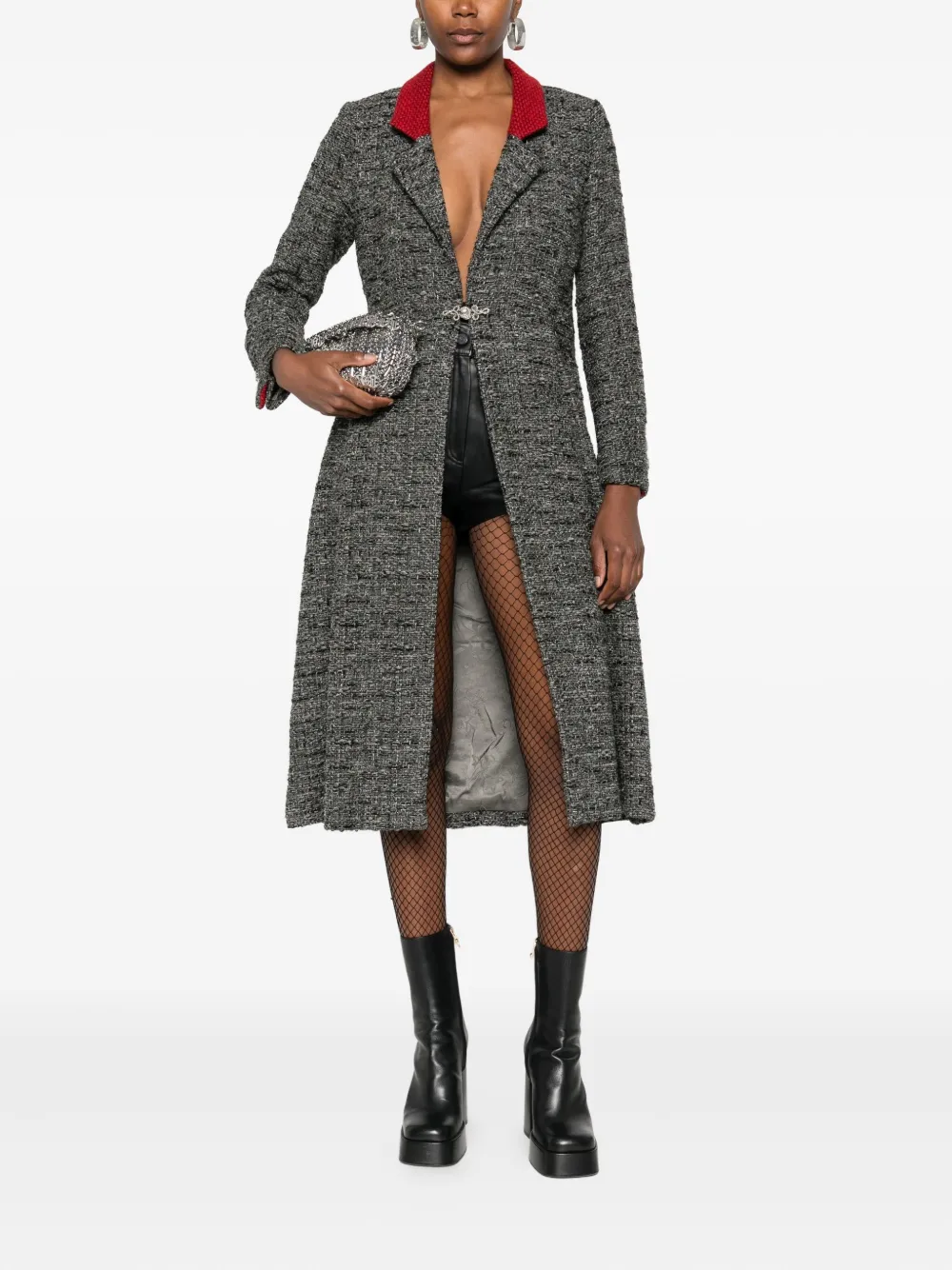CHANEL Pre-Owned Tweed verfraaide jas - Grijs
