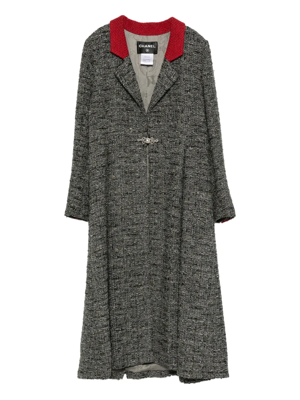 CHANEL Pre-Owned tweed embellished coat | Grey | Image 1