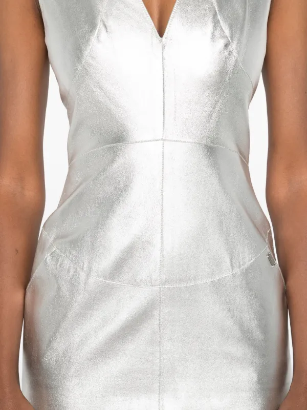 Chanel Lambskin V-neck Dress - Silver