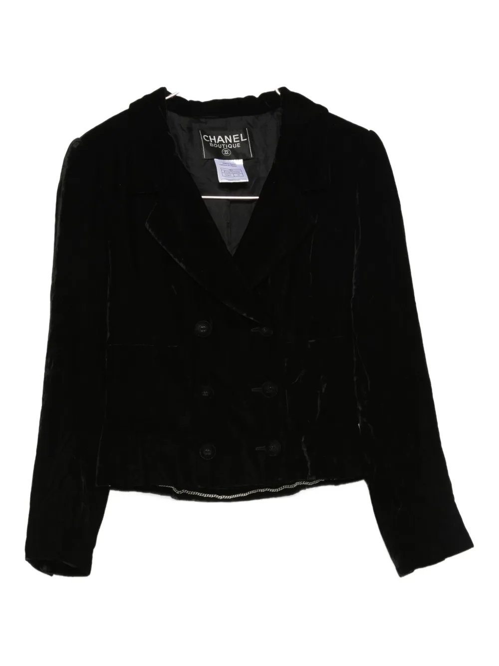 Pre-owned Chanel Velvet Double-breasted Jacket In Black